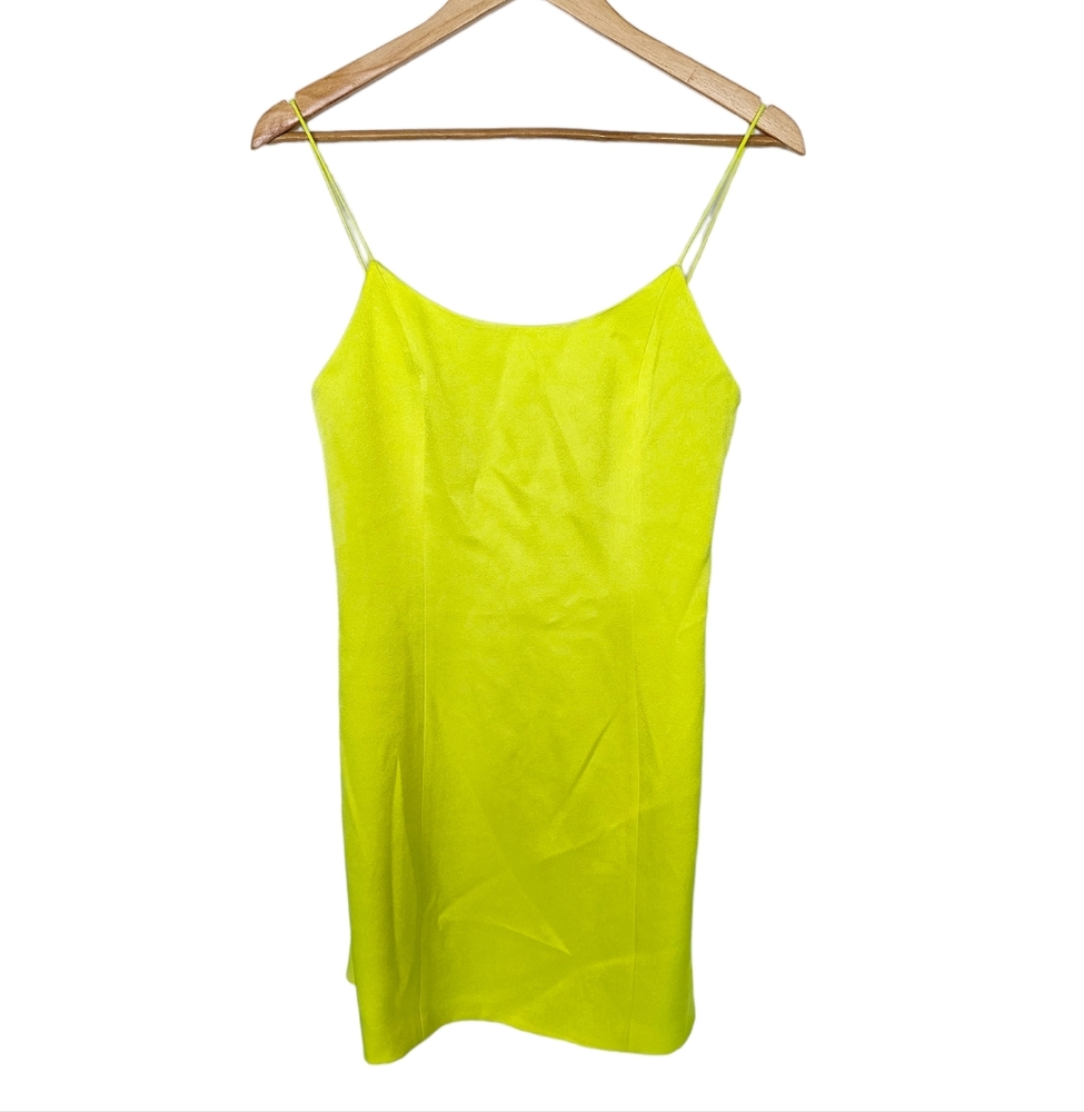 Alice Olivia Nelle Neon Yellow Mini Dress Size 6 - Picture 2 of 7
